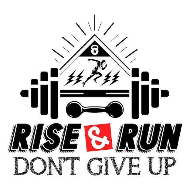 Fitness TShirt Design GYM Ejercicio Citas motivacionales Tipografía Rotulación Arte vectorial