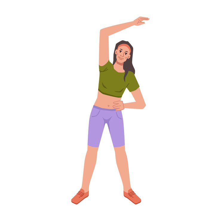 Vector fitness yoga mujer estirando la mano