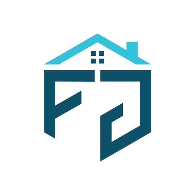 FJ Casa Logo Diseño plantilla Carta FJ Logo para la construcción de bienes raíces o cualquier negocio relacionado con la casa