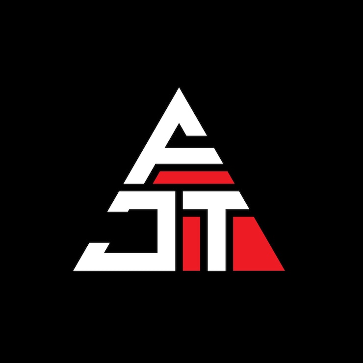 Vector fjt triángulo diseño de la letra del logotipo con forma de triángulo fjt diseño del logotipo triángulo monograma fjt modelo de logotipo vectorial triángulo con color rojo fjt logotipo triangular sencillo elegante y lujoso logotipo