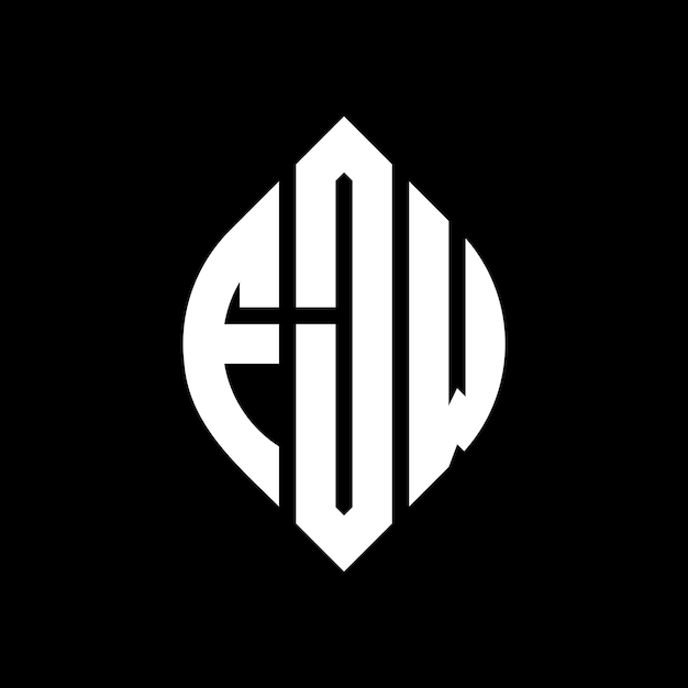 Vector fjw diseño de logotipo de letras circulares con forma de círculo y elipse fjw letras elípticas con estilo tipográfico las tres iniciales forman un logotipo de círculo fjw emblema de círculo monograma abstracto letra marca vector