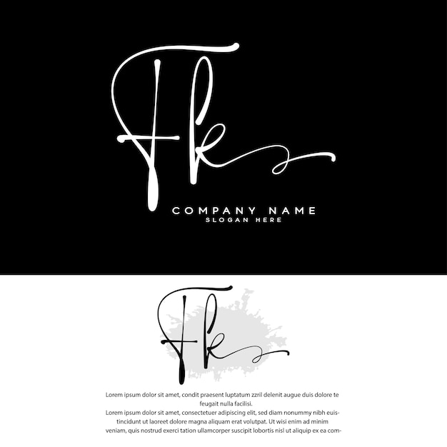 fk fk letra inicial escrita a mano y logotipo de la firma