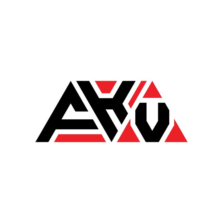 Vector fkv triángulo diseño de la letra del logotipo con forma de triángulo fkv diseño del logotipo del triángulo monograma fkv modelo de logotipo vectorial del triangle con color rojo fkv logotipo triangular sencillo elegante y lujoso logotipo fkv