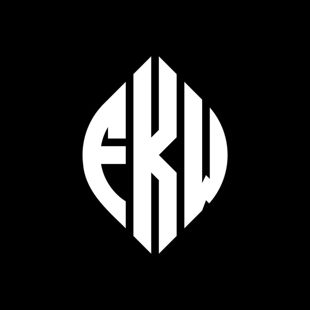 FKW diseño de logotipo de letras circulares con forma de círculo y elipse FKW letras elípticas con estilo tipográfico Las tres iniciales forman un logotipo de círculo FKW círculo emblema monograma abstracto letra marca vector