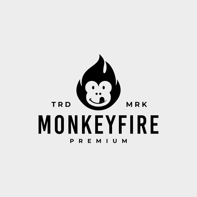 FLAME MONKEY FIRE HIPSTER VINTAGE LOGO Ilustración del icono vectorial que se encuentra en la página de inicio de la página.