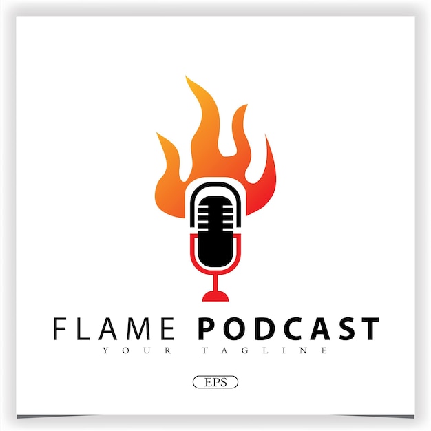 Flame podcast logo premium elegante plantilla vector eps 10