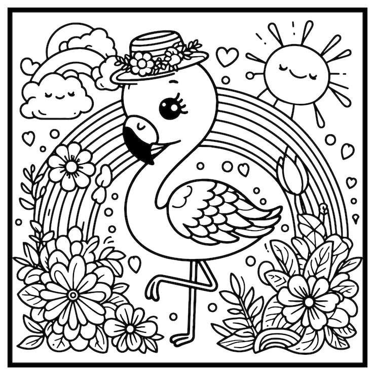 Vector el flamenco para colorear el lindo flamenco