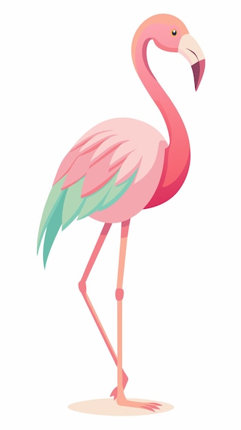 un flamenco rosa con una cola verde y rosa