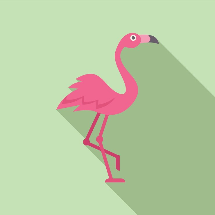Vector flamenco rosado parado sobre una pierna