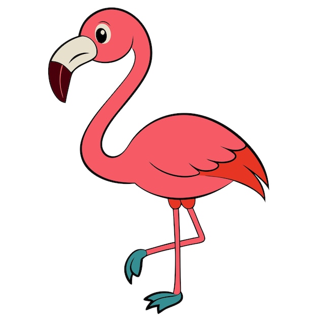 un flamenco rosado con un pico rosado y un pico rojo