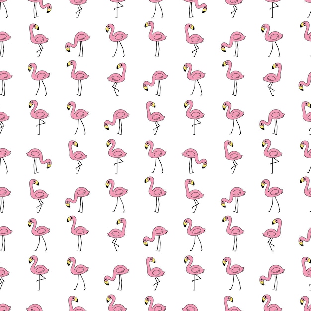 flamenco, seamless, patrón, pájaro, caricatura, garabato
