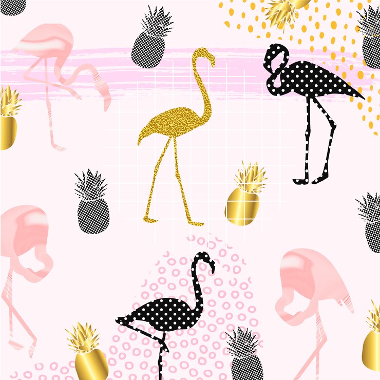 Vector flamencos creativos con frutos de piña.