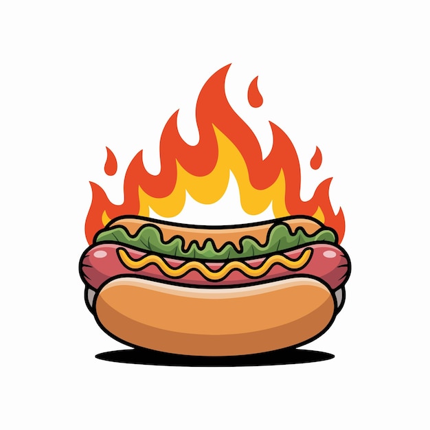 Flaming Hot Dog Cartoon
