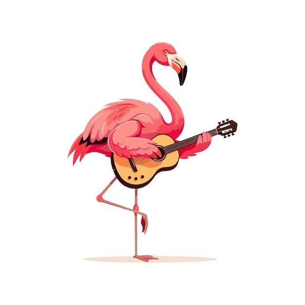 Flamingo en estilo de dibujos animados aislado sobre fondo blanco encantador flamenco dibujado a mano