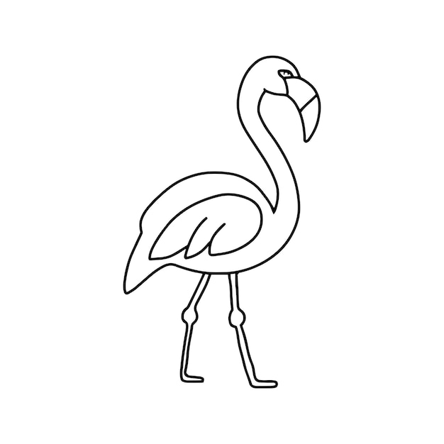 Flamingo en estilo de garabateo Vector sobre un fondo blanco