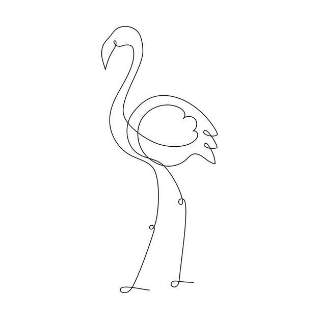 Flamingo una ilustración de línea continua Black Line Art tropical Bird Estilo de contorno simple