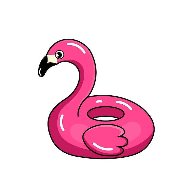 Flamingo inflable rosa para nadar aislado sin fondo Círculo inflable de verano Vector