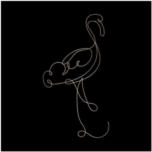 Flamingo en una línea Elemento decorativo elegante Ilustración vectorial