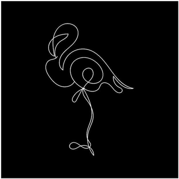Flamingo en una línea Elemento decorativo elegante Ilustración vectorial