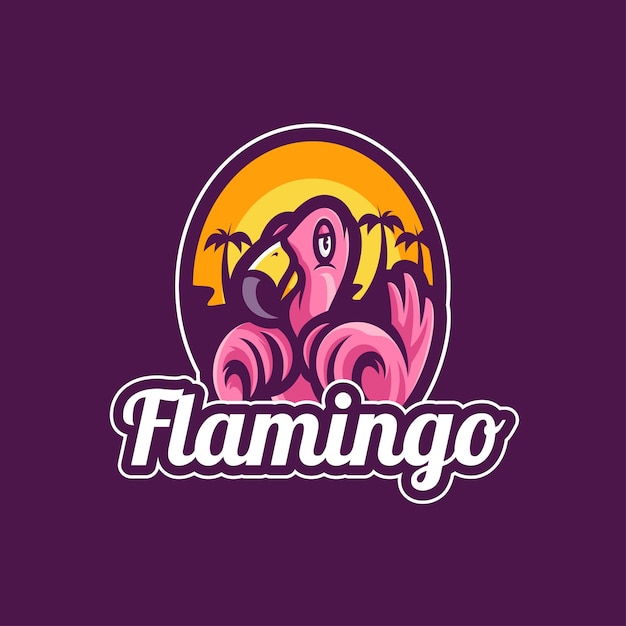 Flamingo pájaro mascota logo ilustraciones vector