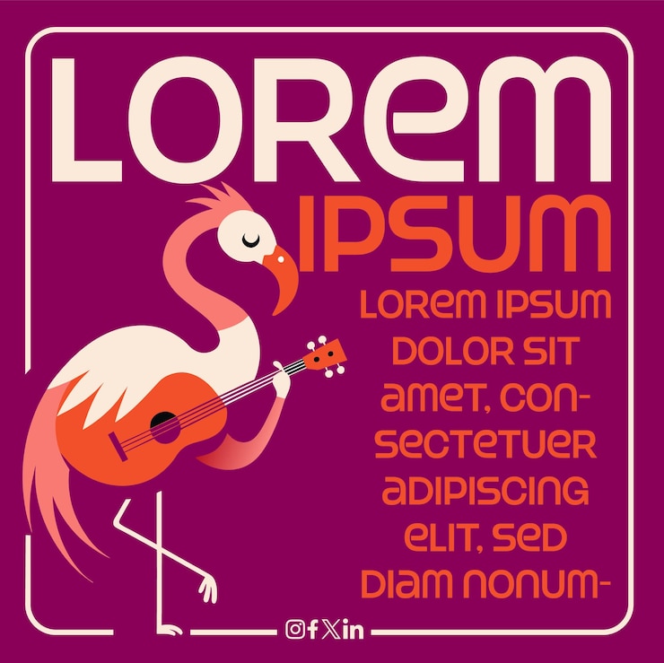 Vector flamingo tocando la guitarra vector gráfico plantilla de publicación de música