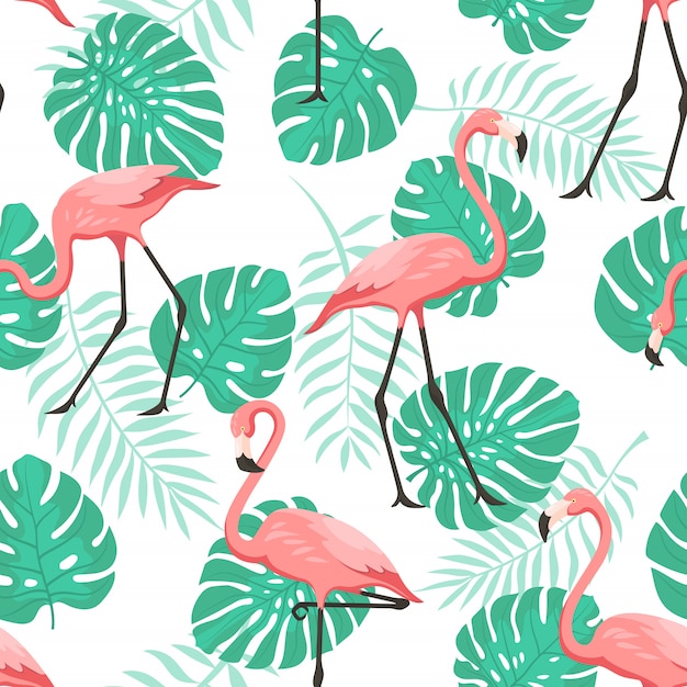 Flamingo tropical de patrones sin fisuras para fondo de pantalla