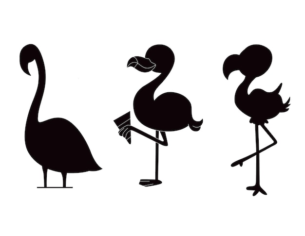 Vector flamingo vector aislado siluetas