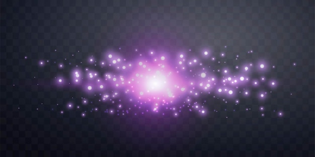 Flare horizontal de la lente púrpura Flare ligero con rayos o foco violeta y bokeh Flare de brillo