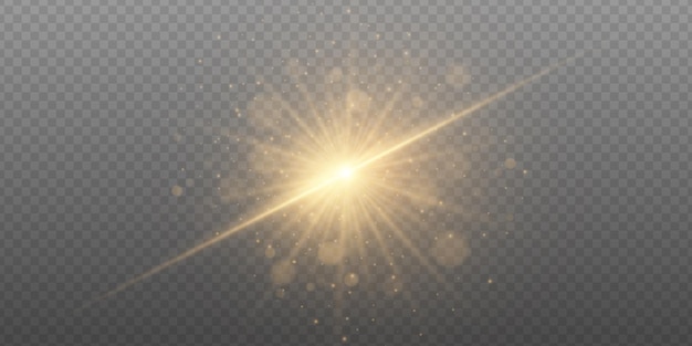 Flare de luz dorada con brillo brillante y estallido brillante fondo abstracto con brillo de haz brillante