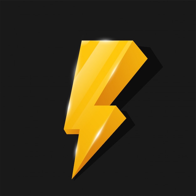 Flash 3D Icon Yellow Lightning Theme