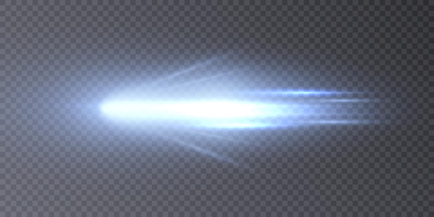 Flash azul abstracto y rayos láser aislados sobre fondo negro transparente Vector