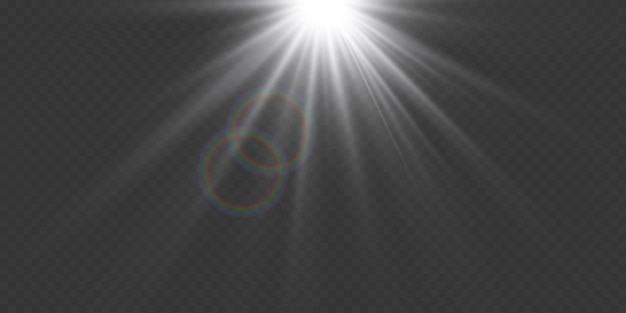 Flash blanco y explosión de estrellas con rayos de luz