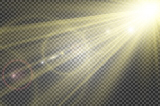 Flash de lente especial, efecto de luz. El flash destella rayos y reflector. illust Luz blanca brillante. Hermosa estrella Luz de los rayos. El sol está a contraluz. Hermosa estrella brillante. Luz del sol. Destello.