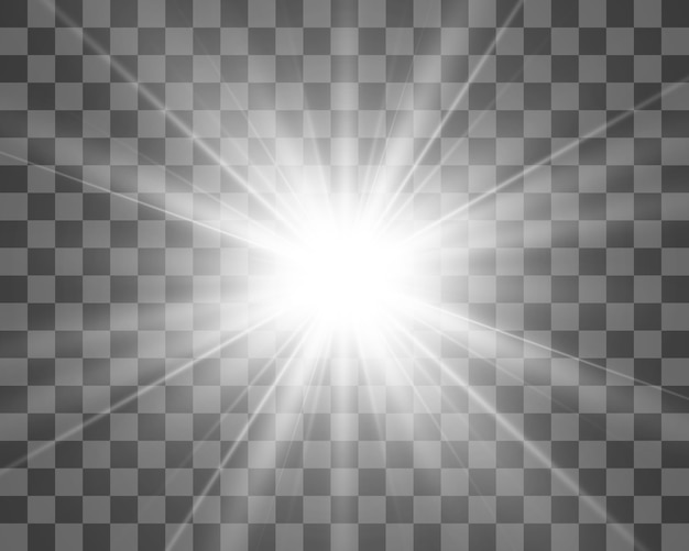 Flash de lente especial, efecto de luz. El flash destella rayos y reflector. illust Luz blanca brillante. Hermosa estrella Luz de los rayos. El sol está a contraluz. Hermosa estrella brillante. Luz del sol. Destello.