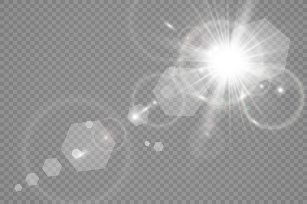 Flash de lente especial, efecto de luz. El flash destella rayos y reflector. ilustrar