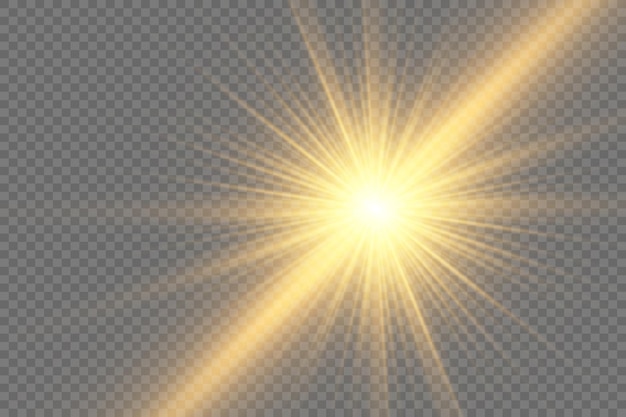 Flash de lente especial, efecto de luz. El flash destella rayos y reflector.