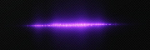 Flash púrpura de luz lineal Líneas de llamarada y explosión En un fondo transparente