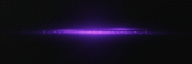 Flash púrpura de luz lineal Líneas de llamarada y explosión En un fondo transparente