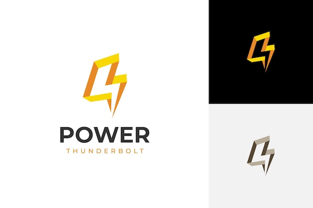 Flash de relámpago diseño de logotipo plano 3D flash geométrico símbolo gráfico icono de resumen amarillo del perno de iluminación para el símbolo vectorial de energía de velocidad
