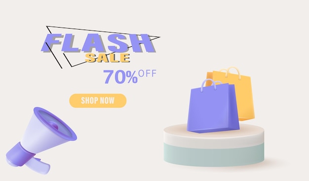 Flash Sale Shopping Poster o Banner Vector IllustrationBanner Template Design for Social Media