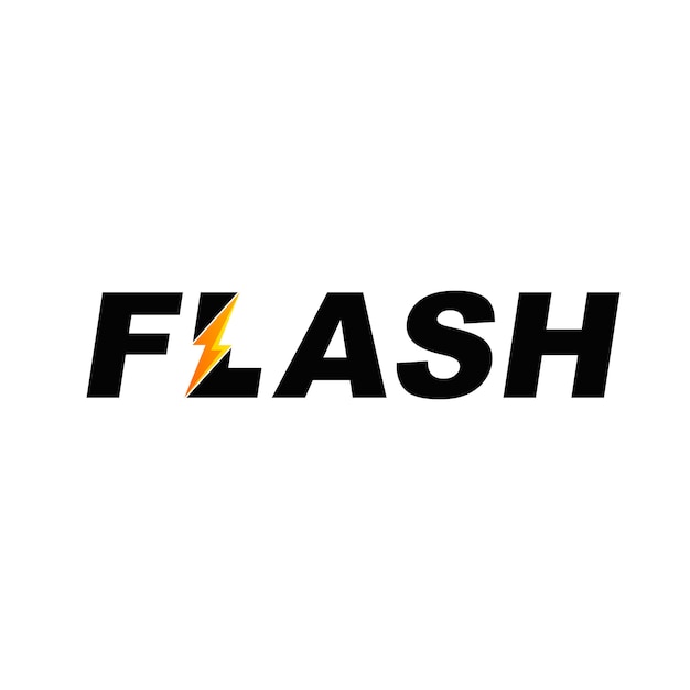 Flash texto fuente logotipo con símbolo de rayo