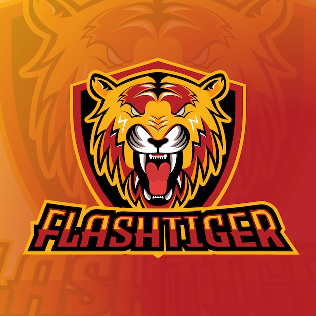 Vector flash tiger esport logo juegos