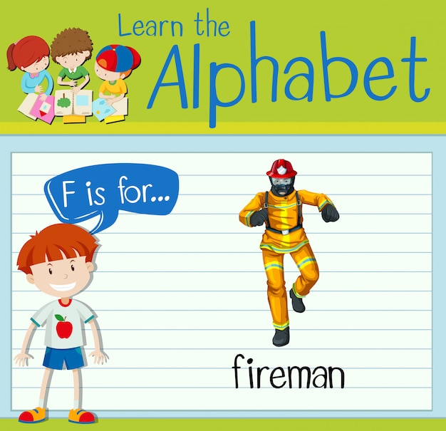 Flashcard letra F es para bombero