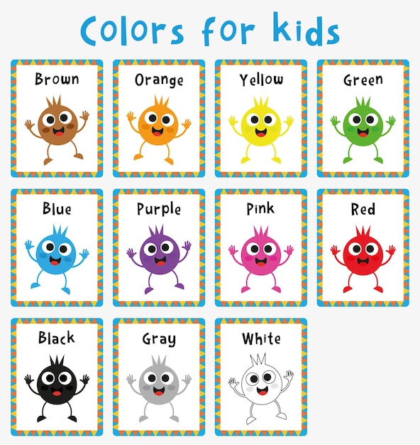 Vector flashcards de colores para niños