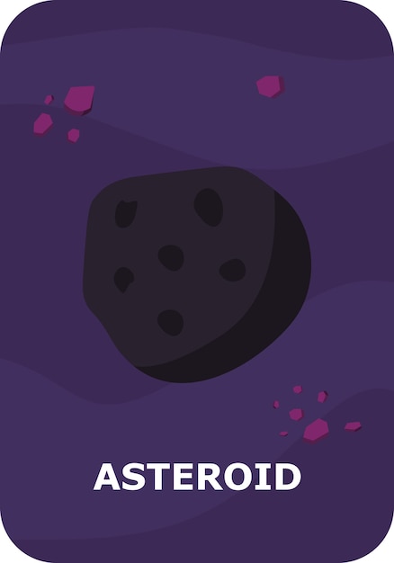 Flashcards espaciales de Asteroyd para niños ilustraciones vectoriales de planetas del sistema solar con sus nombres