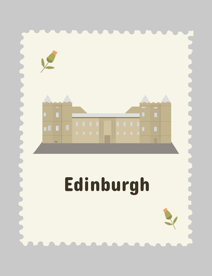 Vector flat building of edinburgh historic sight attraction england sightseeing travel icon landmark city