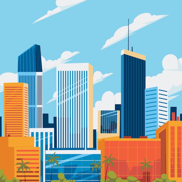 Vector flat city illustration