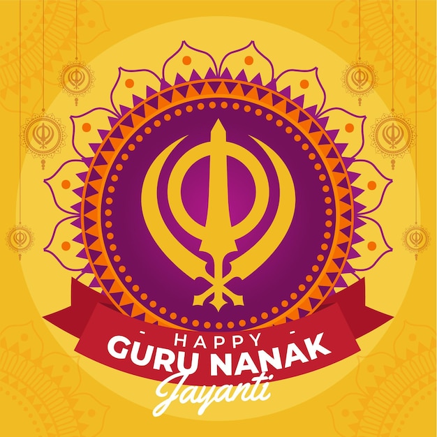 Vector flat guru nanak jayanti