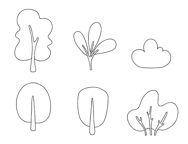 Flat outlone árboles icono vector Ilustración aislada de plantas para su diseño