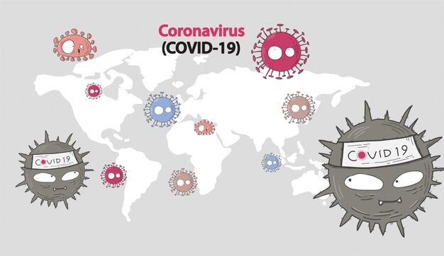 Flat seamless pattern corona virus covid 19